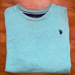 Teal Polo Crew Neck Pullover - S